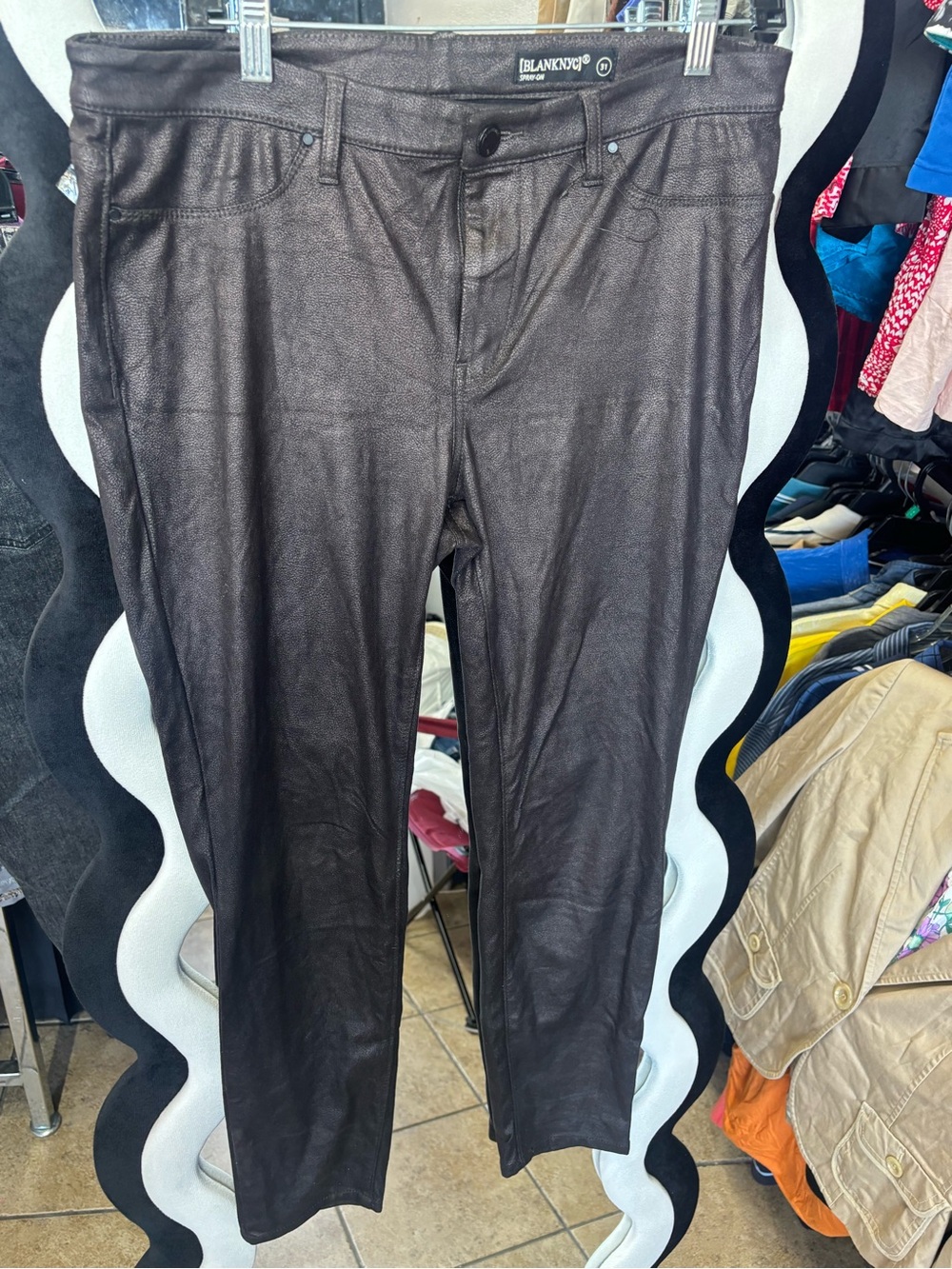 BLANK-NYC Metallic Charcoal Spray-On Pants